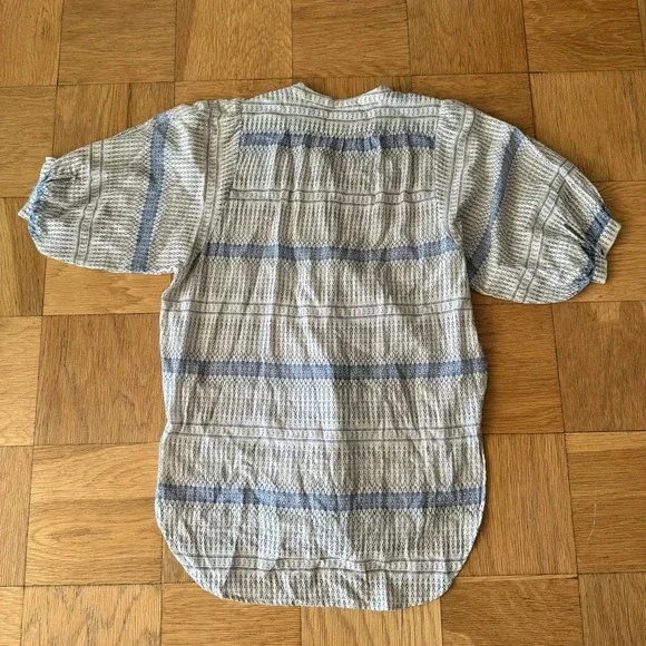 Maeve Lena Tunic Top Small Blue White Cotton Gauzy Loose Flowy - Picture 3 of 8